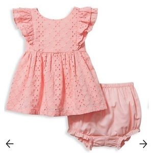 NWT Janie and Jack Pink Bow Eyelet Set 3-6 Months